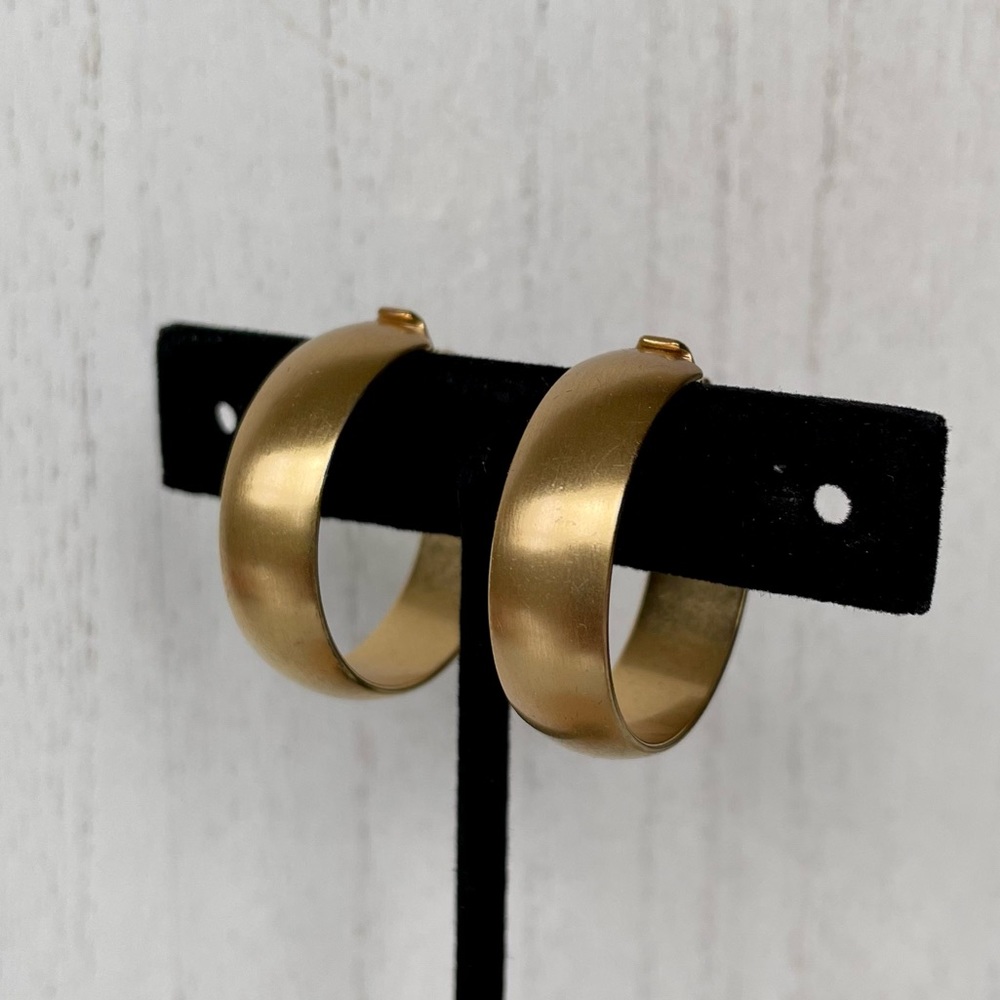 Vintage mid-80s Monet brushed gold clip-on hoops in EUC